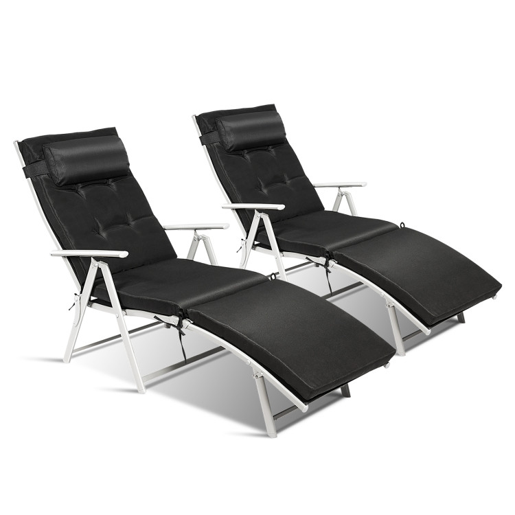 Outdoor Lightweight Folding Chaise Lounge Chair-BlackCostway Gallery View 3 of 9