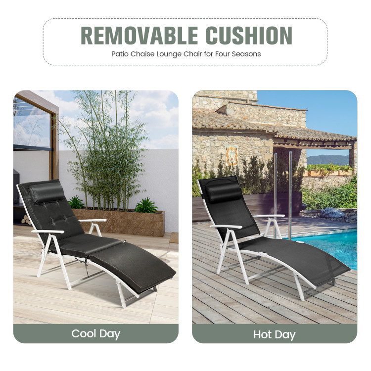 Outdoor Lightweight Folding Chaise Lounge Chair-BlackCostway Gallery View 2 of 9
