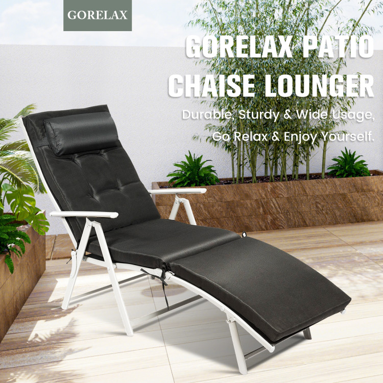 Outdoor Lightweight Folding Chaise Lounge Chair-BlackCostway Gallery View 1 of 9