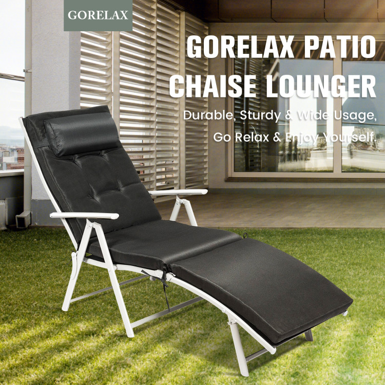 Outdoor Lightweight Folding Chaise Lounge Chair-BlackCostway Gallery View 6 of 9