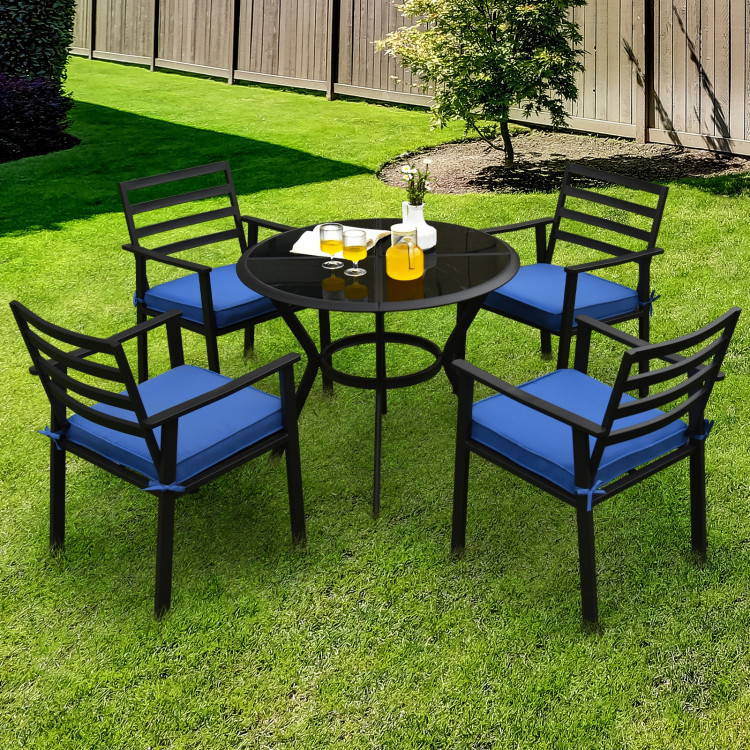5 Pieces Outdoor Patio Dining Chair Table Set with CushionsCostway Gallery View 8 of 13