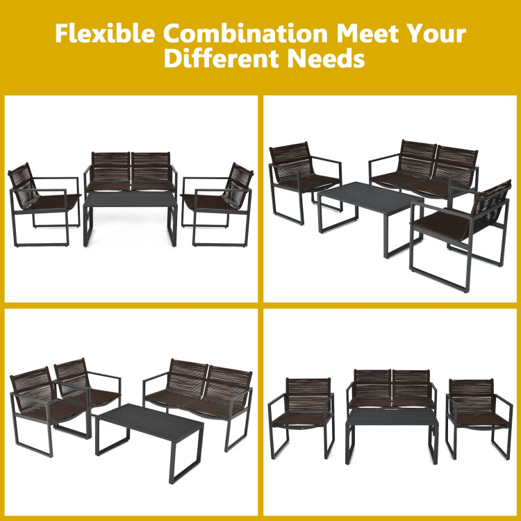 4 Pieces Patio Furniture Conversation Set with Sofa LoveseatCostway Gallery View 6 of 12