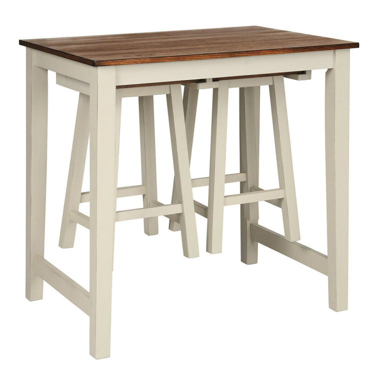 Counter Height Pub Table with 2 Saddle Bar StoolsCostway Gallery View 1 of 12