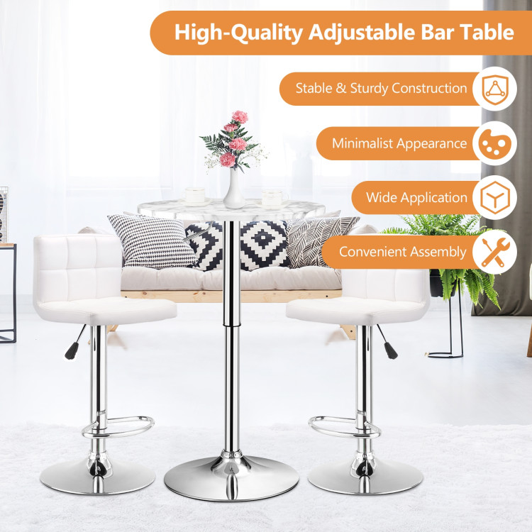 360° Swivel Cocktail Pub Table with Sliver Leg and Base-WhiteCostway Gallery View 2 of 10