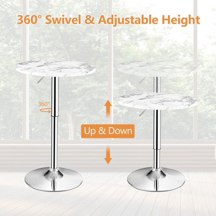 360° Swivel Cocktail Pub Table with Sliver Leg and Base-WhiteCostway Gallery View 5 of 10