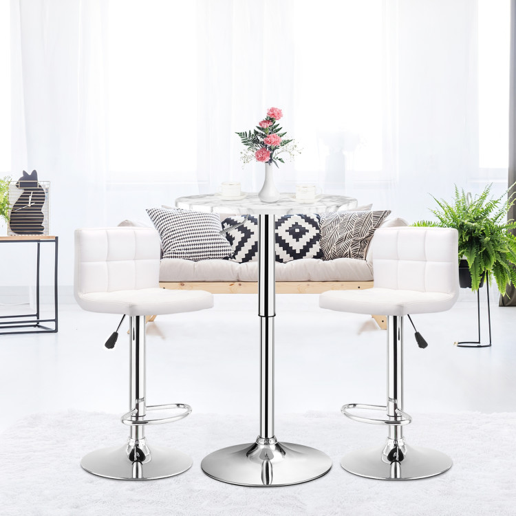 360° Swivel Cocktail Pub Table with Sliver Leg and Base-WhiteCostway Gallery View 1 of 10