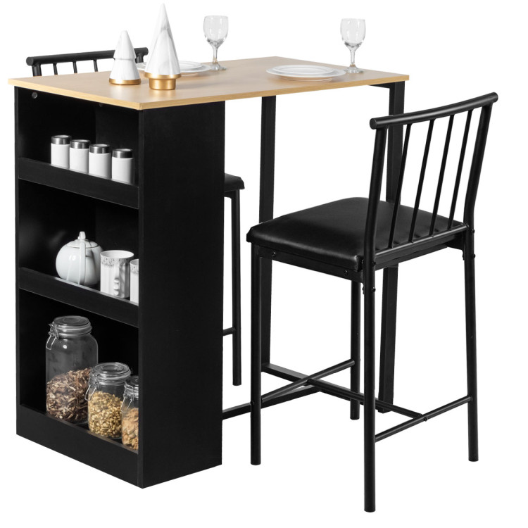 3 Piece Counter Height Pub Dining Set-NaturalCostway Gallery View 8 of 13
