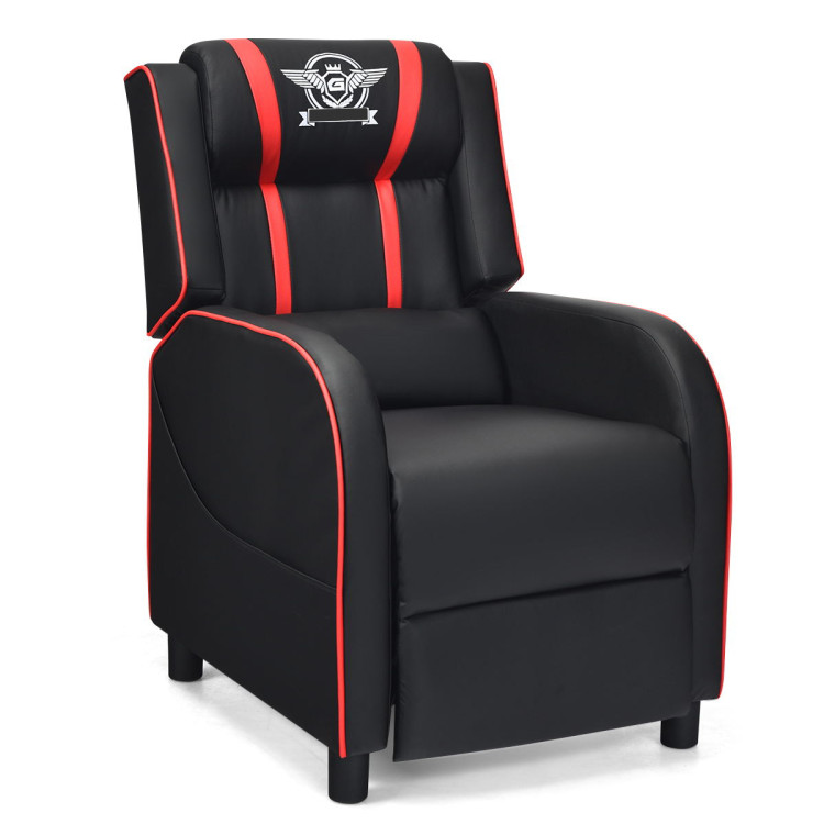 Massage Racing Gaming Single Recliner Chair-RedCostway Gallery View 1 of 13