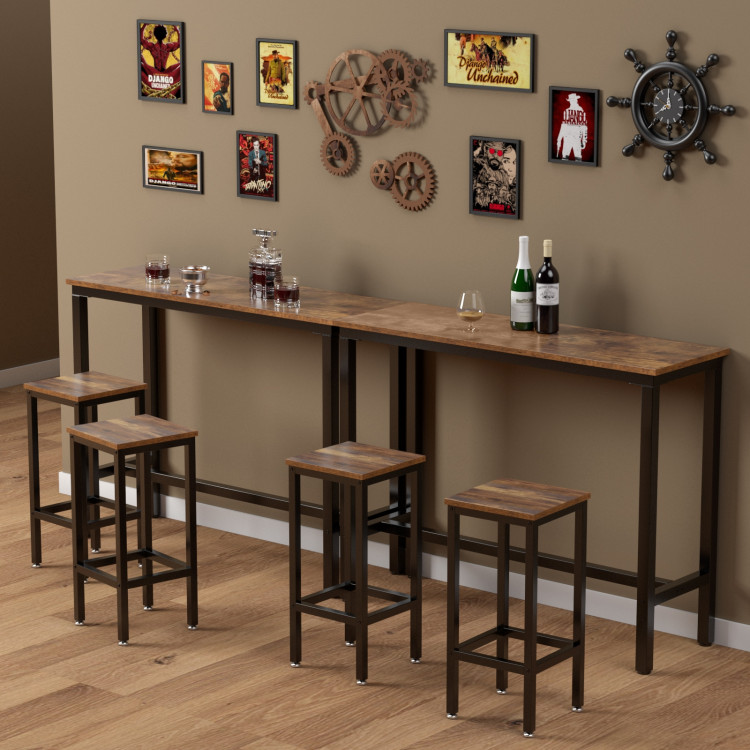 3 Pieces Counter Height Bar Furniture Set with Backless Stools-BrownCostway Gallery View 7 of 12