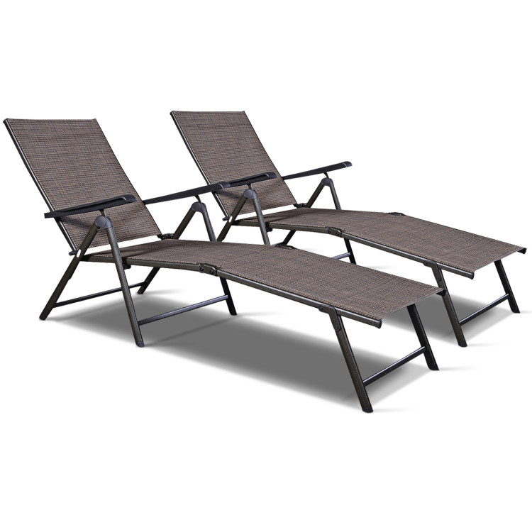 Set of 2 Adjustable Chaise Lounge Chair with 5 Reclining PositionsCostway Gallery View 1 of 12