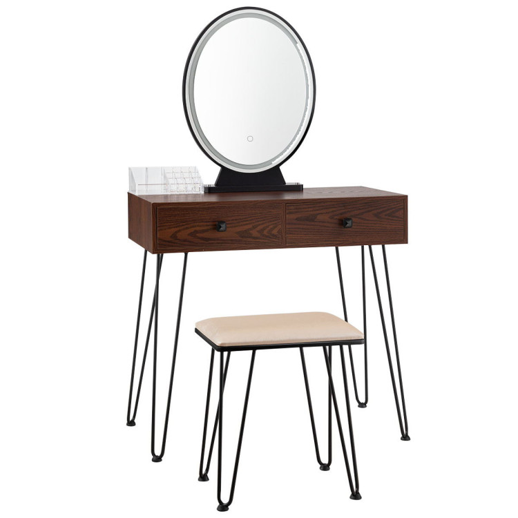 Industrial Makeup Dressing Table with 3 Lighting Modes-CoffeeCostway Gallery View 1 of 13