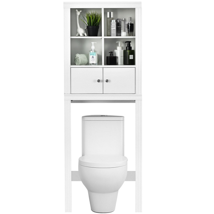 Over the Toilet Storage Rack Bathroom Space Saver with Adjustable ShelfCostway Gallery View 3 of 9