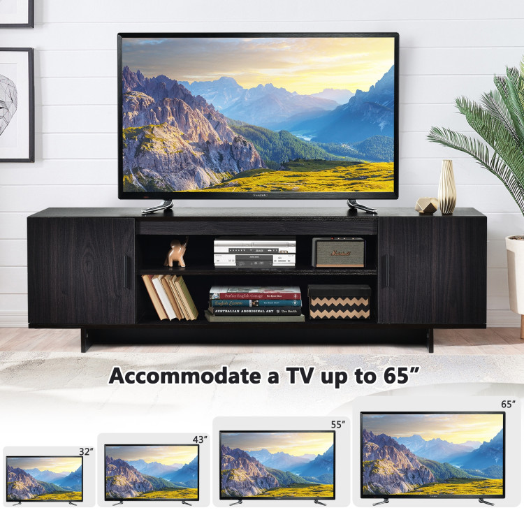 Modern Wood Universal TV Stand for TV up to 65 Inch with 2 Storage CabinetsCostway Gallery View 5 of 9