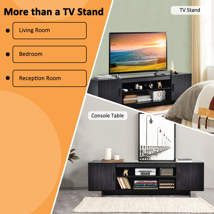 Modern Wood Universal TV Stand for TV up to 65 Inch with 2 Storage CabinetsCostway Gallery View 8 of 9