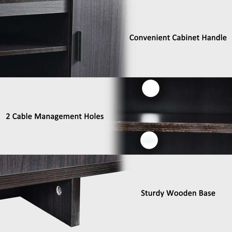 Modern Wood Universal TV Stand for TV up to 65 Inch with 2 Storage CabinetsCostway Gallery View 9 of 9