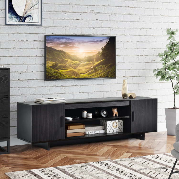 Modern Wood Universal TV Stand for TV up to 65 Inch with 2 Storage CabinetsCostway Gallery View 1 of 9