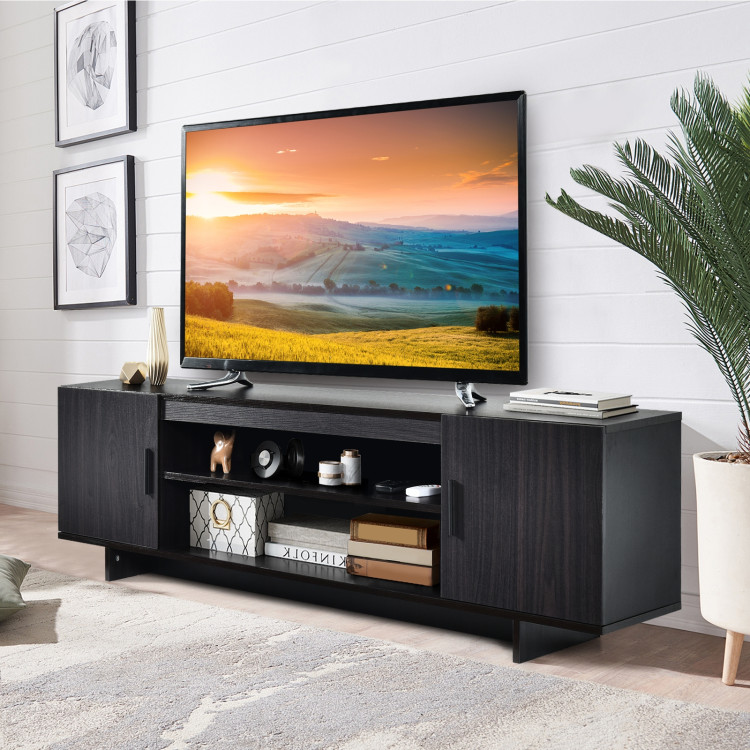 Modern Wood Universal TV Stand for TV up to 65 Inch with 2 Storage CabinetsCostway Gallery View 6 of 9