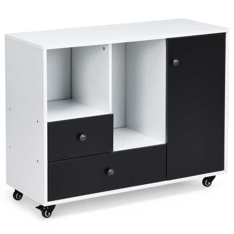 Lateral Mobile Filing Cabinet with 2 Drawers-BlackCostway Gallery View 1 of 12