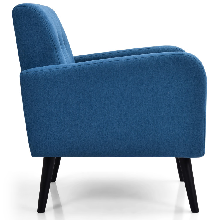 Modern Upholstered Comfy Accent Chair Single Sofa with Rubber Wood Legs-NavyCostway Gallery View 8 of 11