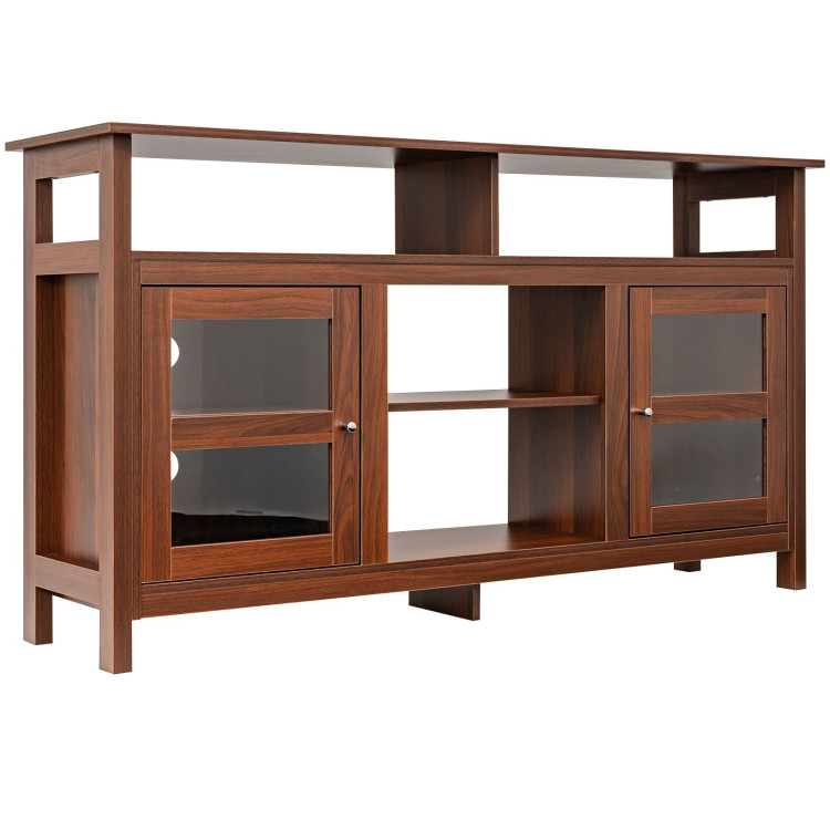 58 Inch TV Stand Entertainment Console Center with 2 Cabinets-WalnutCostway Gallery View 1 of 12