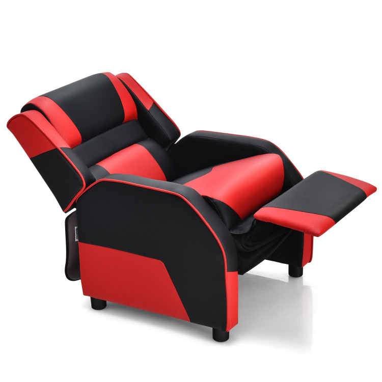 Kids Youth PU Leather Gaming Sofa Recliner with Headrest and Footrest-RedCostway Gallery View 14 of 14