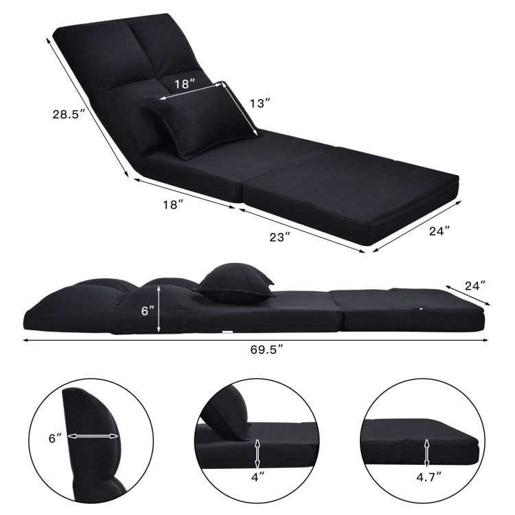 Fold Down Flip Convertible Sleeper Couch with Pillow - Costway