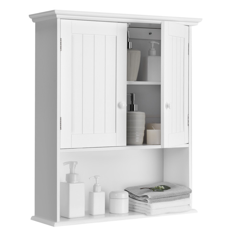 Wall-mounted Bathroom Medicine Cabinet-WhiteCostway Gallery View 7 of 13