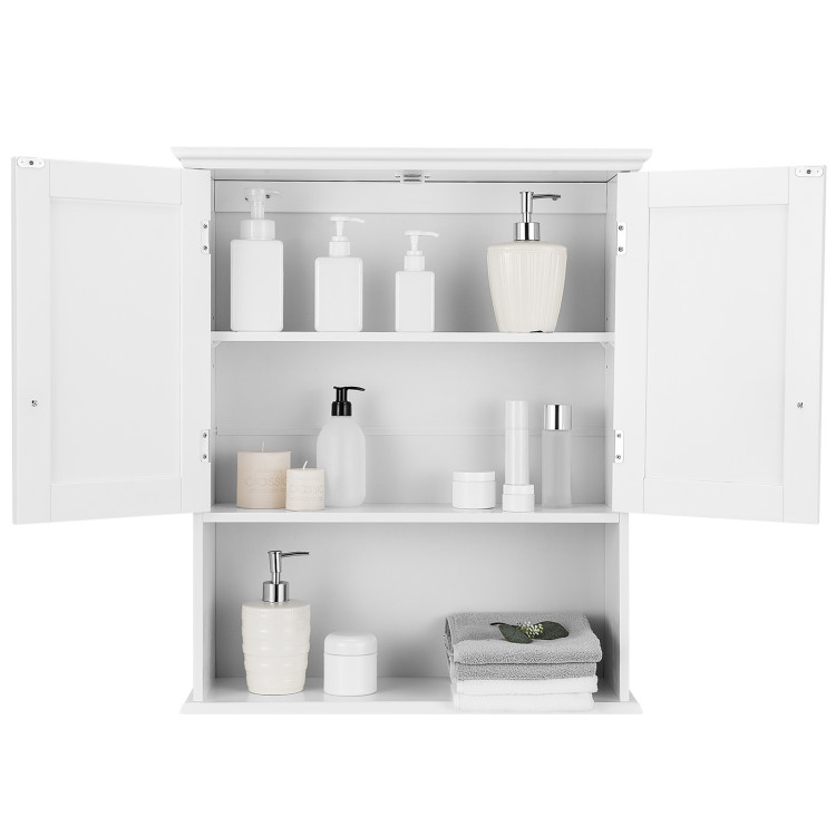 Wall-mounted Bathroom Medicine Cabinet-WhiteCostway Gallery View 8 of 13
