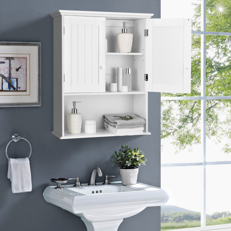 Wall-mounted Bathroom Medicine Cabinet-WhiteCostway Gallery View 10 of 13