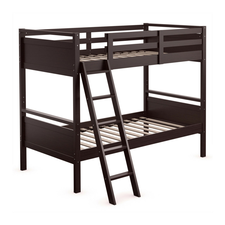 Twin Over Twin Bunk Bed with Ladder and Guard Rail - Gallery View 1 of 7