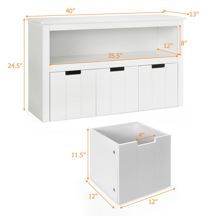 Kid Toy Storage Cabinet 3 Drawer Chest with Wheels Large Storage Cube ShelfCostway Gallery View 5 of 14