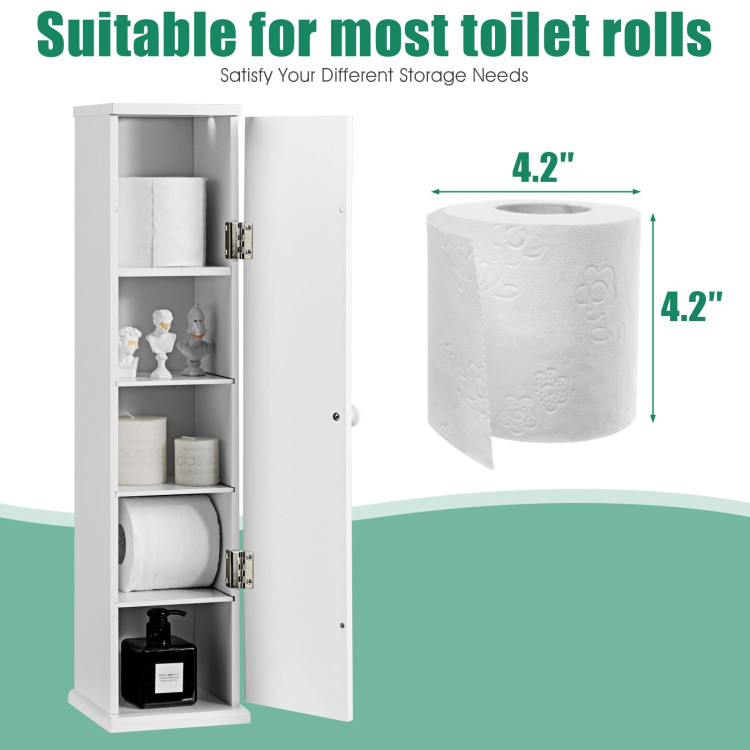 Free Standing Toilet Paper Holder with 4 Shelves and Top Slot for Bathroom-WhiteCostway Gallery View 10 of 12