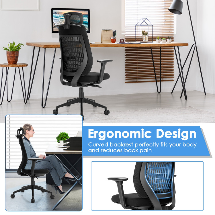 High Back Mesh Office Chair with Clothes HangerCostway Gallery View 12 of 12