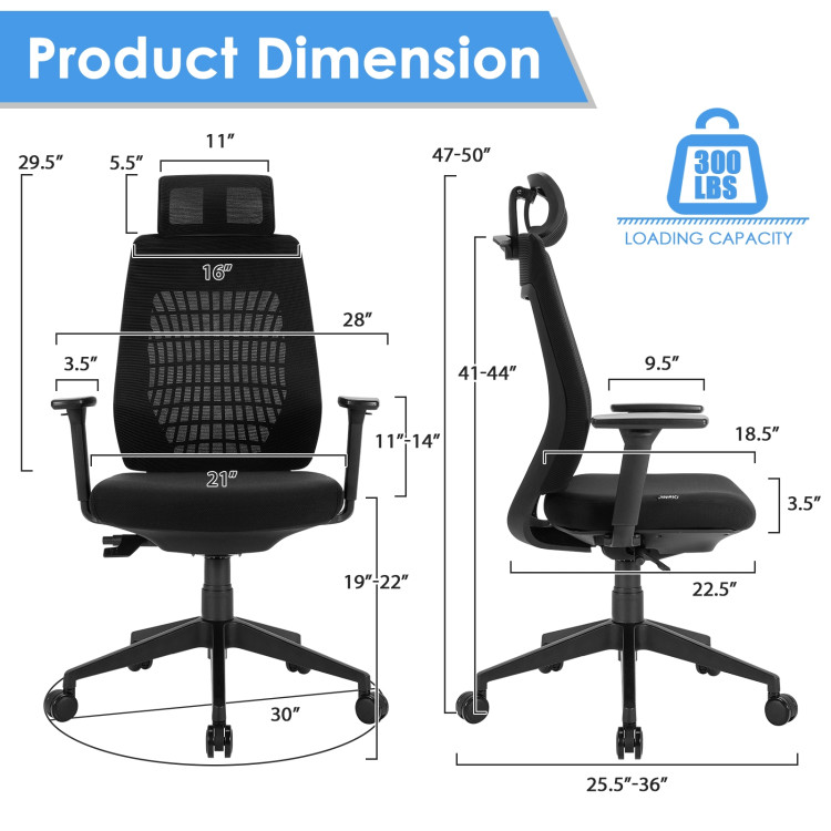 High Back Mesh Office Chair with Clothes HangerCostway Gallery View 4 of 12