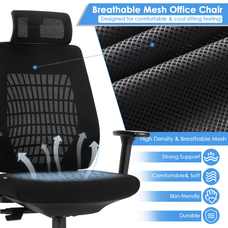 High Back Mesh Office Chair with Clothes HangerCostway Gallery View 11 of 12