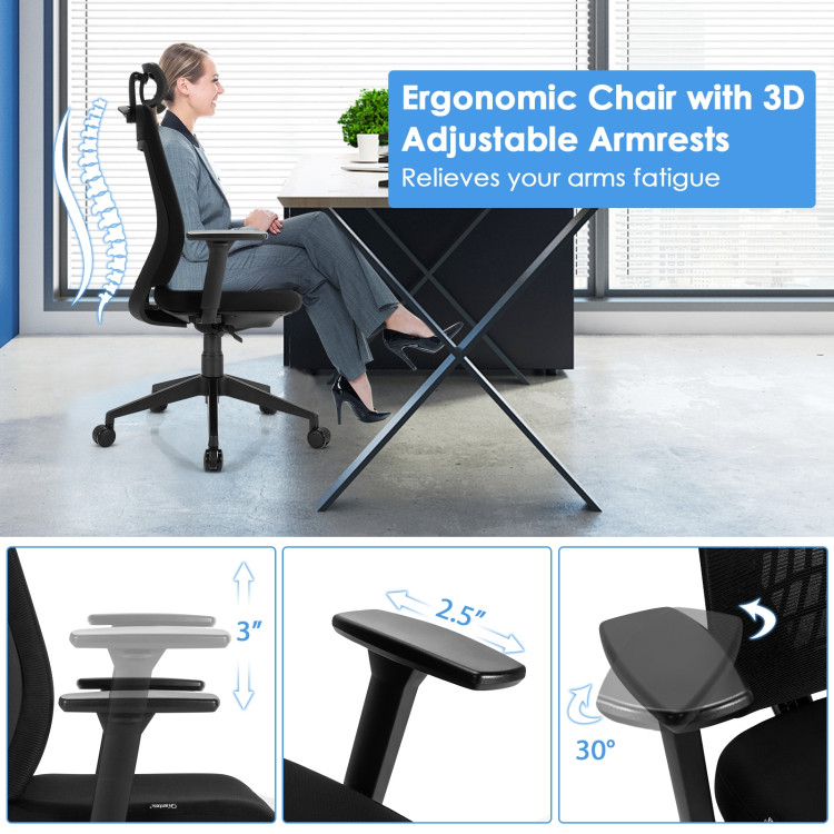 High Back Mesh Office Chair with Clothes HangerCostway Gallery View 10 of 12