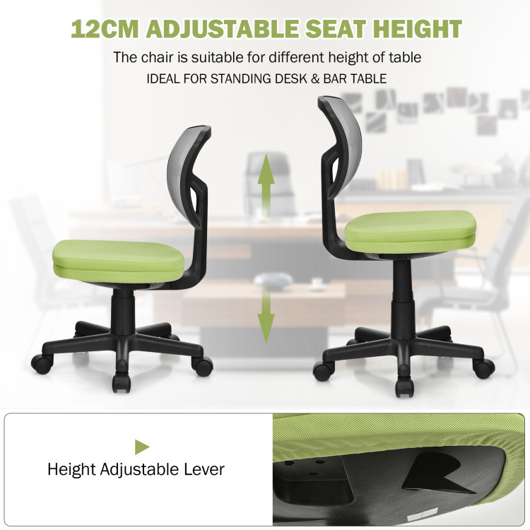 Armless Computer Chair with Height Adjustment and Breathable Mesh for Home Office-GreenCostway Gallery View 9 of 12