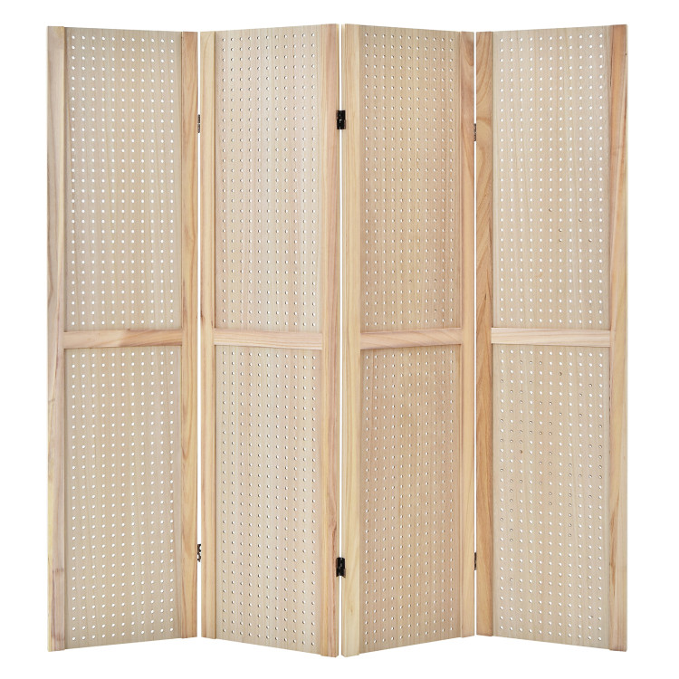 4-Panel Pegboard Display 5 Feet Tall Folding Privacy Screen for Craft Display OrganizedCostway Gallery View 3 of 12