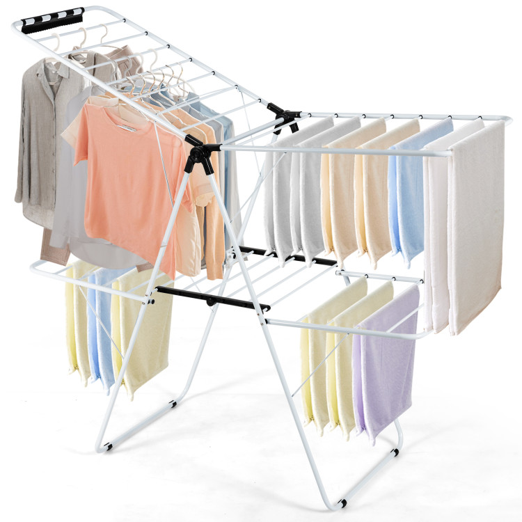2-Level Foldable Clothes Drying with Height-Adjustable GullwingCostway Gallery View 8 of 11