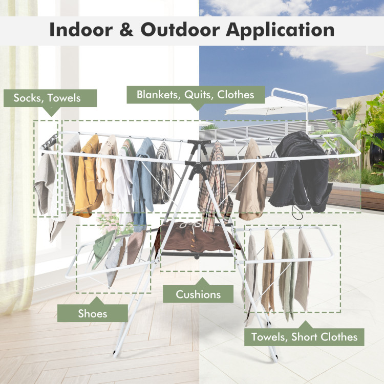 2-Level Foldable Clothes Drying with Height-Adjustable GullwingCostway Gallery View 9 of 11