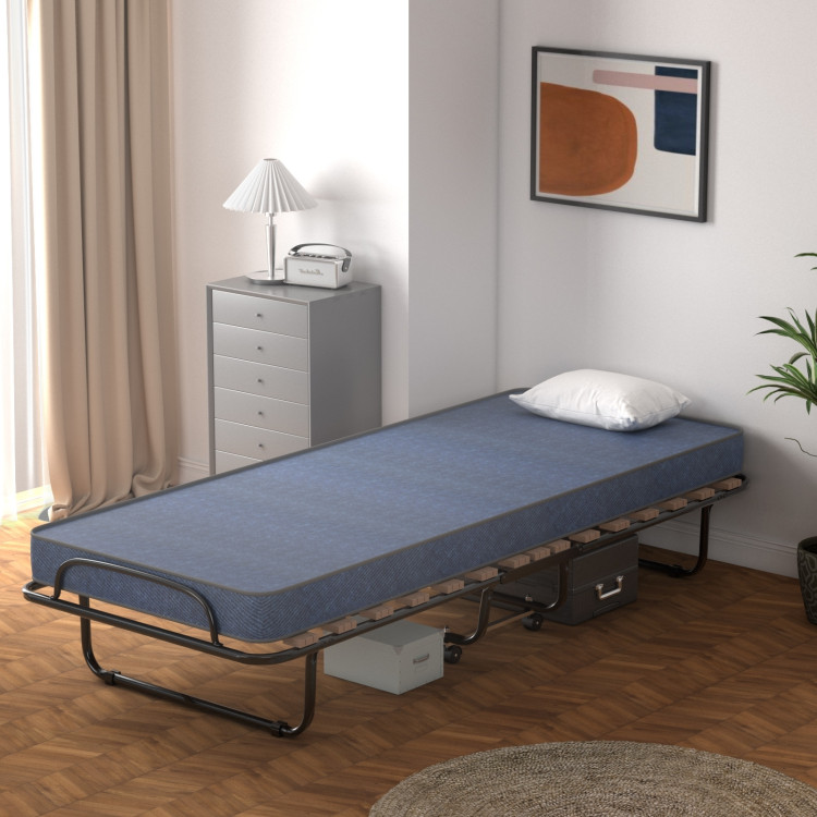 Made in Italy Portable Folding Bed with Memory Foam Mattress and Sturdy Metal Frame-NavyCostway Gallery View 1 of 13