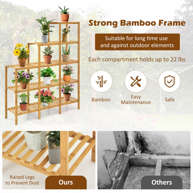 Multifunctional Bamboo Shelf Display OrganizerCostway Gallery View 3 of 11