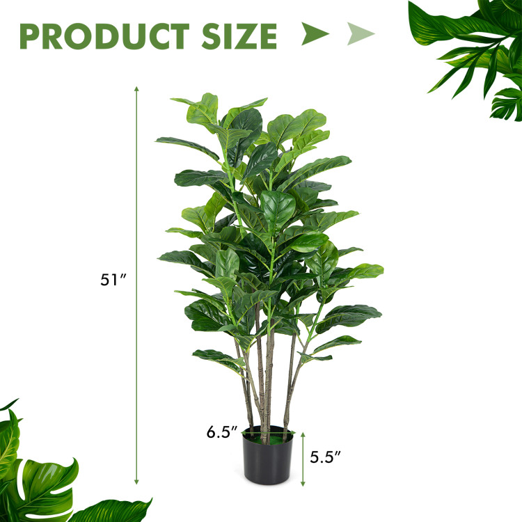 51 Inch 2-Pack Artificial Fiddle Leaf Fig Tree for Indoor and OutdoorCostway Gallery View 4 of 10