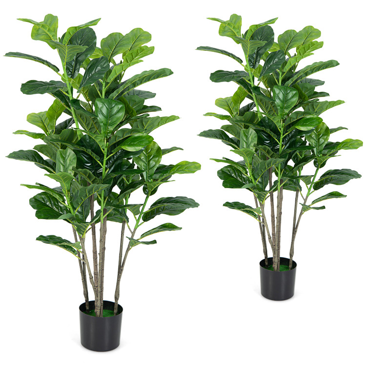 51 Inch 2-Pack Artificial Fiddle Leaf Fig Tree for Indoor and OutdoorCostway Gallery View 1 of 10