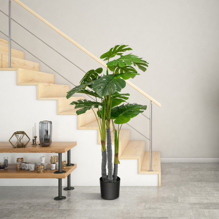 4 Feet Artificial Tree Artificial Monstera Palm Tree Fake PlantCostway Gallery View 7 of 11