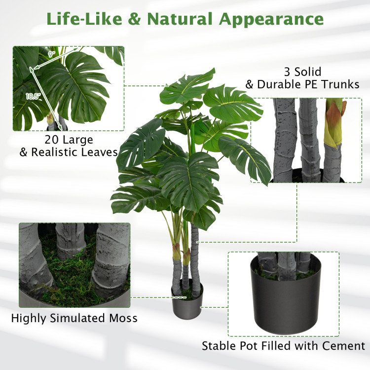 4 Feet Artificial Tree Artificial Monstera Palm Tree Fake PlantCostway Gallery View 5 of 11