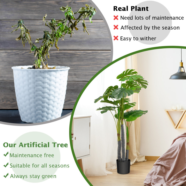 4 Feet Artificial Tree Artificial Monstera Palm Tree Fake PlantCostway Gallery View 10 of 11