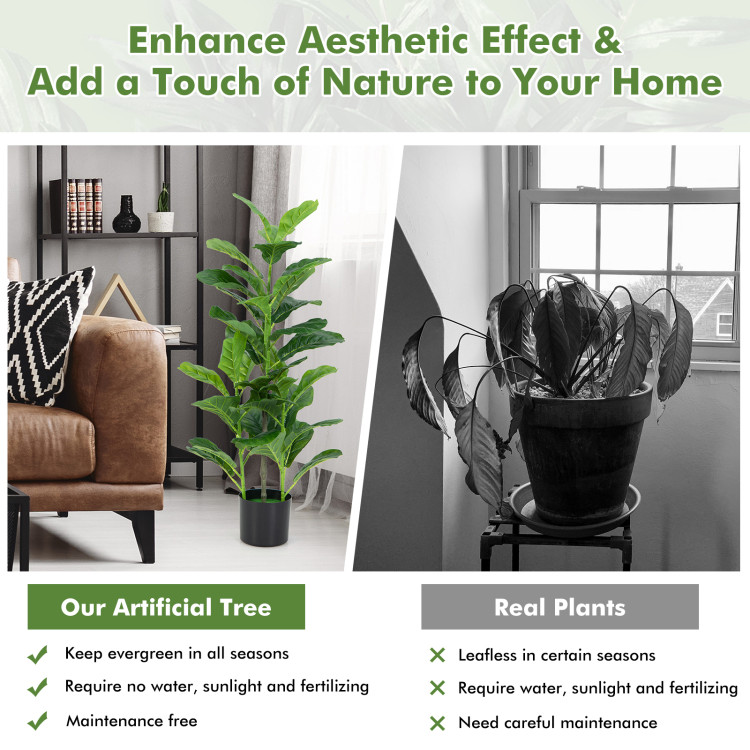 2-Pack Artificial Fiddle Leaf Fig Tree for Indoor and OutdoorCostway Gallery View 9 of 10