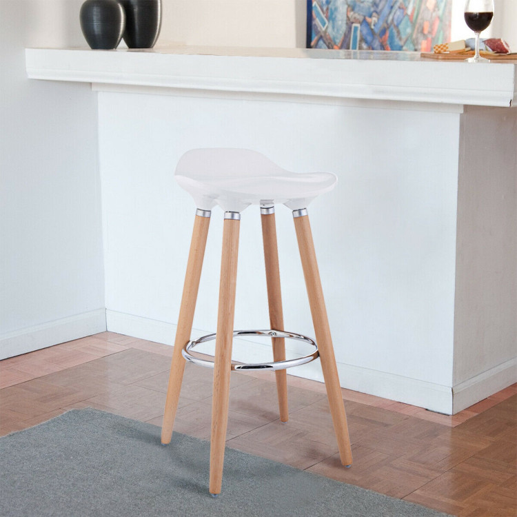 Set of 2 ABS Bar Stools with Wooden LegsCostway Gallery View 3 of 11