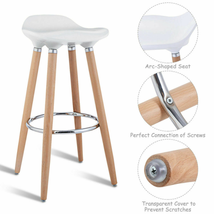 Set of 2 ABS Bar Stools with Wooden LegsCostway Gallery View 9 of 11